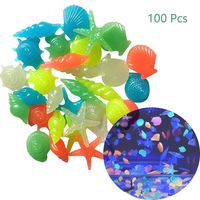 Oubest Fish Tank Rocks Glow Multi-Colored Sea Shells/Glow in The Dark Pebbles for Fish Tank Aquarium (100Pcs, Starfish)