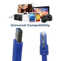 USB 3.0 Type A Male to Micro B Male Right Angle 24/28AWG Cable (1 Feet, Blue) (USB3.0 AM / Micro BM Right Angle)