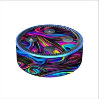 Skin Decal Vinyl Wrap for Amazon Echo Dot 2 (2nd generation) / Neon Color Swirl Glass