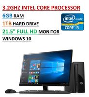 HP High Performance Slimline Desktop Bundle ~ 6th Gen Intel Core i3-6100T Processor ~ 6GB RAM ~ 1TB HDD ~ DVDRW ~ HDMI ~ WiFi ~ HP 22uh 21.5" Full HD Monitor ~ Windows 10