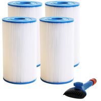 Tier1 Watkins 31489, Pleatco PWK30, Filbur FC-3915, Unicel C-6430 Comparable Replacement Spa Filter 4-Pack Bundle with Tier1 Wand Brush Filter Cleaner