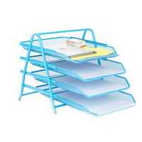Mind Reader 4TPAPER-BLU 4 Tier Letter Tray Pull Out Drawer Organizer, Folders, Files, Documents, Mail, Blue