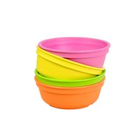 Re-Play Made in The USA 4pk Toddler Feeding Bowls for Easy Baby, Toddler and Child Feeding - Yellow, Orange, Lime, Bright Pink (Citurs+, 5" Bowl)