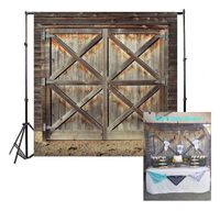 Leowefowa Vinyl Old Barn Door Backdrop 8X8FT Western Cowboy Rural Background for Photography Nostalgia Wood Plank Kids Adults Photo Studio Props