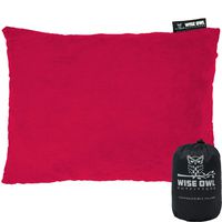 Wise Owl Outfitters Camping Pillow Compressible Foam Pillows - Use When Sleeping in Car, Plane Travel, Hammock Bed & Camp - Adults & Kids - Compact Small & Large Size - Portable Bag - SM Red