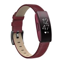 SWEES Compatible with Fitbit Inspire HR Bands/Inspire Band, Classic Leather Wristband Women Men Accessories Bands Compatible with Fitbit Inspire/Inspire HR Fitness Tracker Red