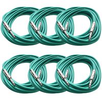 Seismic Audio SATRX-25Green6  6 Pack of Green 25' 1/4"TRS to 1/4" TRS Patch Cables
