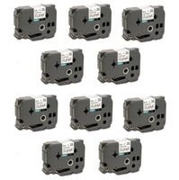Prestige Cartridge 10 x TZ151 24 mm x 8 m Label Tape for Brother P-Touch Printing Machine - Black on Clear (Pack of 10)