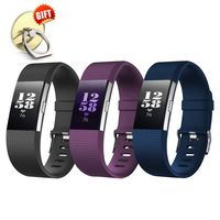 [3-Pack] IYOU Compatible for Fitbit Charge 2 Replacement Bands, Classic Edition Adjustable Silicone Sport Wristbands Fitbit Charge 2 Bands for Women and Men, Small,【Gift】 1X Finger Ring Stand