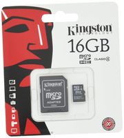Kingston 16 GB Class 4 MicroSDHC Flash Card with SD Adapter SDC4/16GB