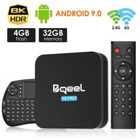 Android 9.0 TV Box 4GB RAM 32GB ROM, Bqeel TV Box Android S905X3 Quad-Core 64bit with Dual-WiFi 2.4G/5.0G, 3D Ultra HD 8K4K H.265, BT 4.0 USB 3.0 Smart TV Box with Wireless Mini Keyboard