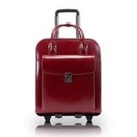 Detachable -Wheeled Women's Laptop Briefcase, Leather, Mid-Size, Red - LA Grange | McKlein - 96496