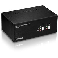 TRENDnet 2-Port Dual Monitor DisplayPort KVM Switch with Audio, 2-Port USB 2.0 Hub, 4K UHD Resolutions Up to 3840 X 2160, TK-240DP