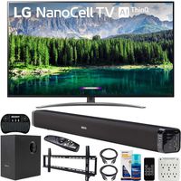 LG 55SM8600PUA 55-inch 4K HDR Smart LED NanoCell TV with AI ThinQ (2019) Bundle with Deco Gear Soundbar with Subwoofer, Wall Mount Kit, Deco Gear Wireless Keyboard and 6-Outlet Surge Adapter