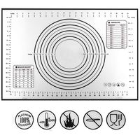 Silicone Pastry Mat Non Slip with Measurement Fondant Mat, Counter Mat, Dough Rolling Mat, Oven Liner, Pie Crust Mat-Black (16''(W)24''(L))