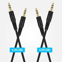 3.5mm Audio Cable Male to Male 6.5ft AUX Cable Extension 2 Pack by HomeSpot for Car, Home Stereos, Speaker, Amplifier, iPhone iPod iPad, Headphones, Sony Beats, Echo Dot & More