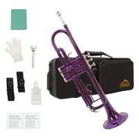 Eastrock Trumpet Brass Standard Bb Trumpet Set,Student Beginner with Hard Case, Gloves, 7C Mouthpiece, and Valve Oil (Purple)