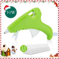 FL Mini Hot Glue Gun, Hot Glue Gun for Kids, 10W Mini Size High Temperature Hot Melt Glue Gun Kit with 15 pcs Glue Sticks, Packaging, DIY, Arts & Craft, Repairing and More, Green (FQ-005)