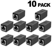 RJ45 Coupler, Ethernet Cable Female to Female Extender Ethernet Adapter for Cat 7/Cat 6/Cat 5/Cat 5e (10 Pack, Black)
