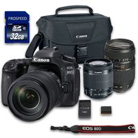 Canon EOS 80D DSLR Camera Bundle with Canon EF-S 18-55mm f/3.5-5.6 is STM Lens + Tamron Zoom Telephoto AF 70-300mm Autofocus + 32 GB Memory Card + Camera Case