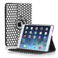 TNP Apple iPad Air Case (iPad 5th Gen, 2013 Model) Tablet - 360 Degree Rotating Stand Folio PU Leather Smart Cover Case with Built-in Magnet for Auto Sleep & Wake Feature & Stylus Holder, Dot Black
