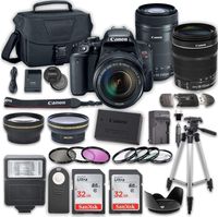 Canon EOS Rebel T7i DSLR Camera Bundle with Canon EF-S 18-135mm f/3.5-5.6 IS STM Lens + Canon EF-S 55-250mm f/4-5.6 IS STM Lens + 2pc SanDisk 32GB Memory Cards + Accessory Kit
