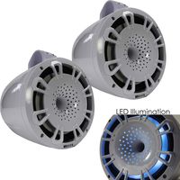 MB Quart Two NHT1-120LW White two way LED 8 inch Wake Tower Compression Horn Speakers with poly cones