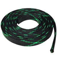 Seismic Audio - EBS1825Green- 25 Feet Green/Black 1/8" Expandable Woven Cable Sleeve Tubing Cord Sock