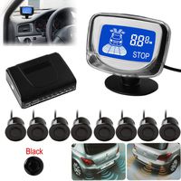 SallyBest Omnibearing Vehicle Parking Assiistance System Digital LCD Display Car Reverse Front Rear View Radar System Kit Sound Alert for Car Safety with 8 Front Rear Parking Sensors (Black)
