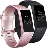 Tobfit Bands Compatible with Fitbit Charge 3/Charge 3 SE Bands for Women Men, Classic Replacement Accessories Sports Wristbands, 2 Pack (Rose Gold/Black, Large)