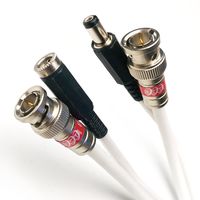 2ft White Solid Copper Core CCTV TVI CVI AHD HD-SDI Security Camera RG59 Combo Cable 20AWG BNC Connector 95% Braid Male to Female 2.1mm Power Connectors ETL cm Assembled in USA by PHAT Satellite INT