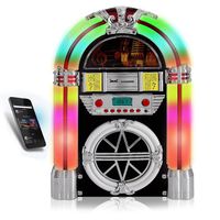 Pyle PJUB25BT Bluetooth Jukebox MP3 Speaker Player LED Lighting, AM/FM Radio, USB/SD Readers with Aux Input