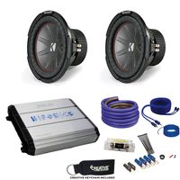 KICKER Two 43CWR104 10" CompR Subwoofers & Hifonics ZXX-1200.1D Zeus 1200 Watt Amplifier & Wiring Kit