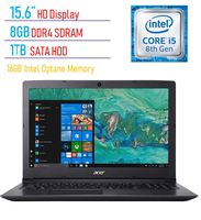 Acer Aspire 3 15.6'' HD Laptop PC, 8th Gen Intel Quad-Core i5-8250U Up to 3.4GHz Processor, 8GB DDR4 SDRAM + 16GB Intel Optane Memory, 1TB HDD, Bluetooth, 802.11ac WiFi, HDMI, USB 3.0, Windows 10