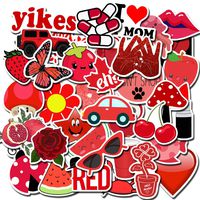 Cute Stickers Pack 50pcs,Laptop and Water Bottles Red Color Stickers, Decals for Laptop, Luggage, Car, Skateboard, Motorcycle, Bicycle,Hydro Flask