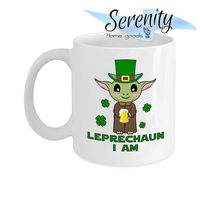 St Paddys Day | Leprechaun I Am Baby Yoda Saint Patricks Day Mug by Serenity Home Goods | Cute Mandalorian Star Wars Coffee Cup 11 ounce ceramic gift decoration party favor