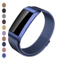 Meikeio Replacement Bands Compatible for Fitbit Charge 3, Charge 3 Stainless Steel Metal Bands(Diamond Blue,Small)