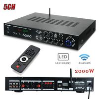 2000W Bluetooth Karaoke Hi-Fi Amp Power Amplifier - 5 Channel Stereo Audio Home Theater Speaker Sound Power Receiver w/USB, Micro SD, FM Radio