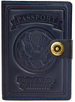Villini - Leather RFID Blocking US Passport Holder Cover ID Card Wallet - Travel Case (Navy Blue)