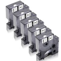 Compaitble Dymo D1 Label Tape 45013 S0720530 1/2'' Label Cassette for Dymo LabelManager 280 160 210D 360D 220P 420P 450D PnP, LabelWriter 400 450 Duo, LabelPoint 350 Label Maker, 12mm x 7m, 5-Pack