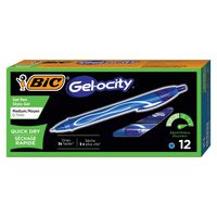BIC Gel-ocity Quick Dry Retractable Gel Pen, 12 Count, Blue