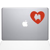 The Decal Guru Heart Pomeranian Decal Vinyl Sticker, 11" MacBook Air, Orange (1603-MAC-11A-P)