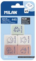 Milan BMM9222 - Pack of 5 Rubber Flexible Rubber erasers, Assorted Figurines Model