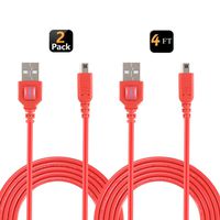 3DS charger cable (2 Pack),Exlene 3DS usb charger cable [Play while charging ] For Nintendo 3DS, New 3DS XL, 2DS, 2DS XL LL, DSi, DSi XL(Red,1.2m/4ft)