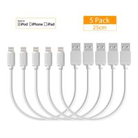 JAYEE Short USB Cable (25CM) Charging Cable 5 Pieces USB Charging Cable for Cellphone and Tablet (5 Pieces White)