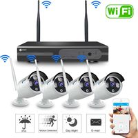 Anni 1080P 4CH HD WiFi NVR Kit Wireless Security Camera CCTV Surveillance Systems,(4) 2.0MP Megapixel Weatherproof Wireless Bullet IP Cameras,65ft Night Vision,P2P,WiFi Camera System,NO HDD