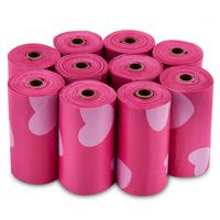 Best Pet Supplies Dog Poop Bags for Waste Refuse Cleanup, Doggy Roll Replacements for Outdoor Puppy Walking and Travel, Leak Proof and Tear Resistant, Thick Plastic - Pink Heart, 150 Bags