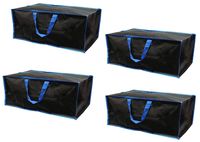 Earthwise Reusable Storage Bags Totes Extra Large Container Backpack Handles w/Zipper closure in Matte Black Great for Moving, Compatible with Ikea Frakta Carts (Set of 4) (Blue)