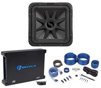 KICKER 45L7R124 12" 1200w L7R Subwoofer Solo-Baric L7R124+Mono Amplifier+Wires