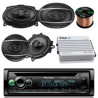Pioneer DEHX Car CD MP3 Stereo Player with Bluetooth AM/FM Radio Bundle 2 x 6x9" inch 2 eakers, 400 Watt Car Audio Amp Compx 6.5" inch Speakers, Car Stereo Kit 50 ft 18g Speaker Wire